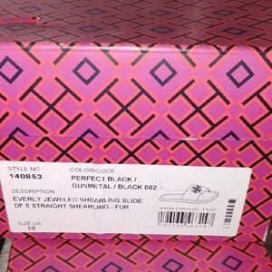 Tory Burch Perfect Black Jeweled Shearling Slides